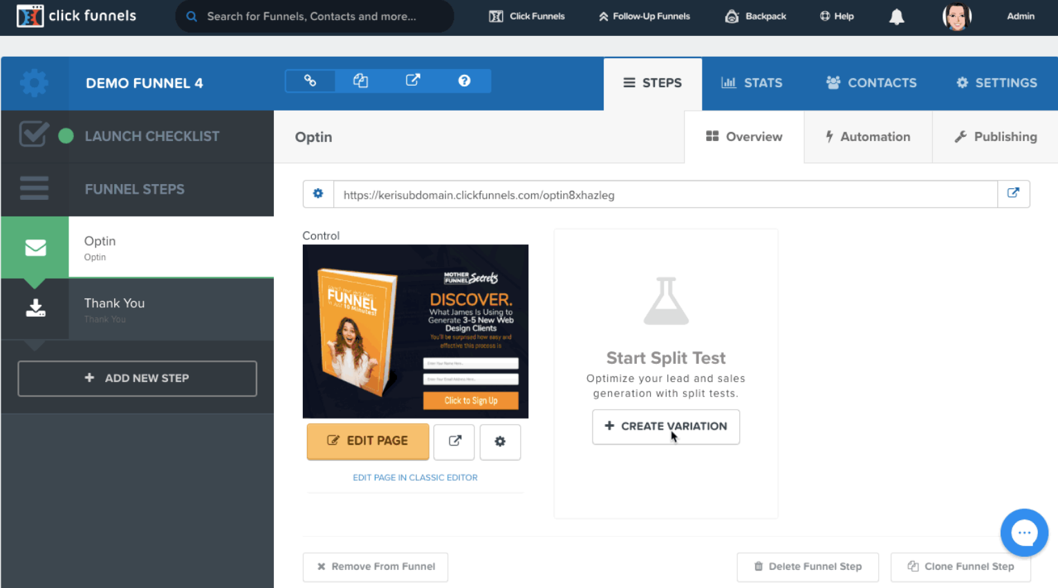 ClickFunnels extensive ab testing functionalities 