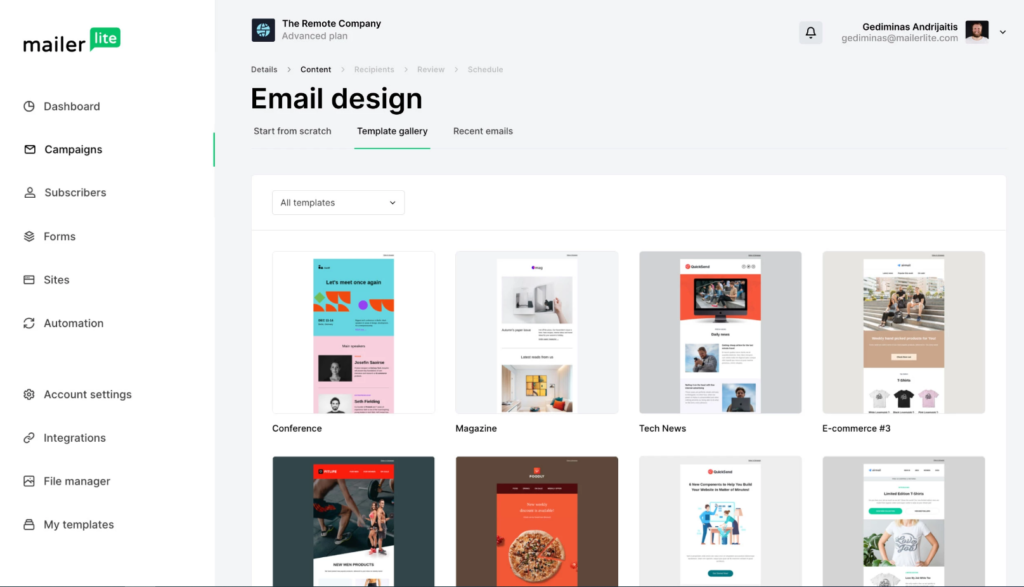 mailerlite email template